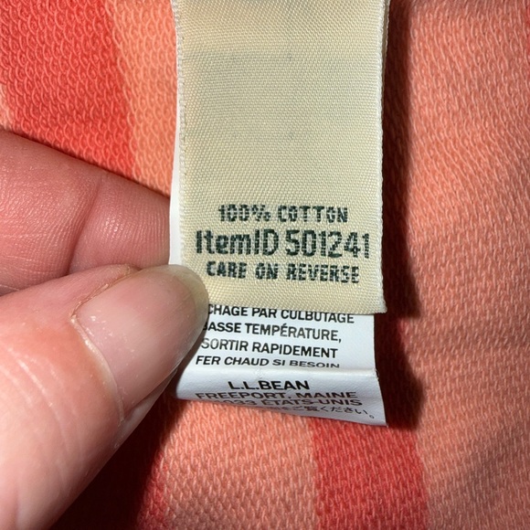 L.L. Bean Women's Soft Cotton Rugby Henley Collar Long Sleeve Orange White Sz M - Picture 10 of 11
